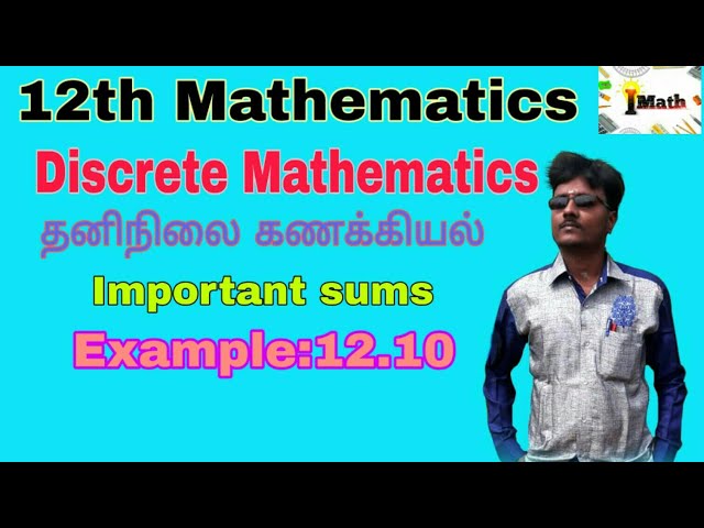 12th mathematics| tamilnadu new syllabus| chapter-12| important sum |Example 12.10|