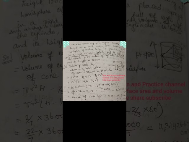 Class 10 CBSE Surface area and volume Question 7 Ex 12.2 Description👇chapter 12
