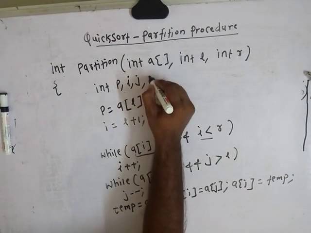 Quicksort partition procedure