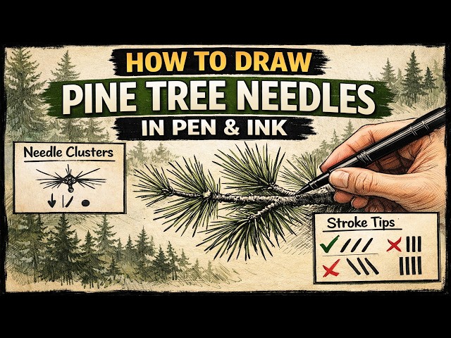 How to Draw Pine Tree Needles in Pen & Ink | Easy Nature Drawing Tutorial