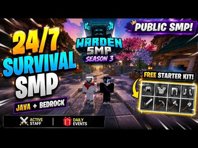 🔥 Best Public Survival SMP - 24/7⏰ – For Java & PE Players🎮 | Warden Smp Season - 3 ✨ 