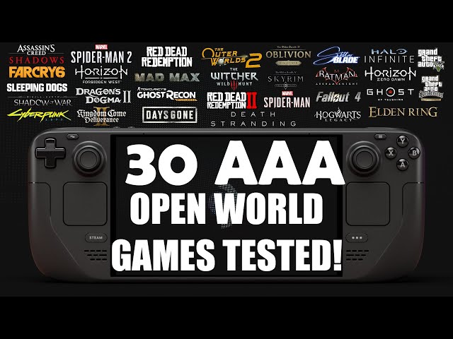 30 AAA Open-World Games on Steam Deck — Full Performance Test