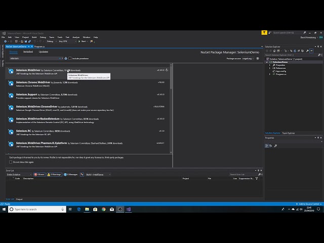 How to install Selenium in Visual Studio