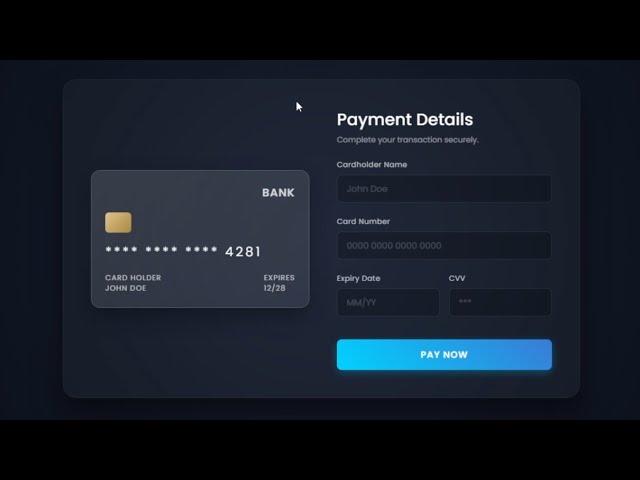 HTML CSS Project: Animated Credit Card Checkout UI
