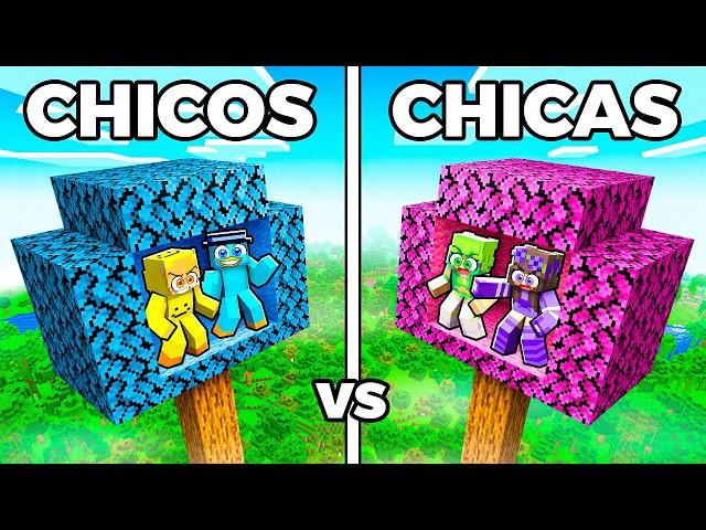 CHICOS vs CHICAS: Batalla de CASAS DE ÁRBOL en Minecraft!