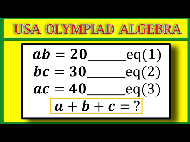 USA| A Very Nice Algebra Olympiad math problem| Can you solve this? #mathpuzzle #olympiadmath