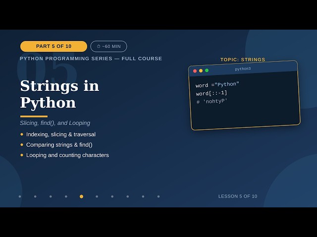 Python Strings Tutorial | Slicing, find(), Looping | Part 5