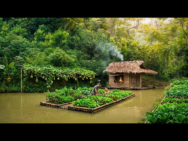 24 Hours Alone on a Floating Bamboo House with My Dog
