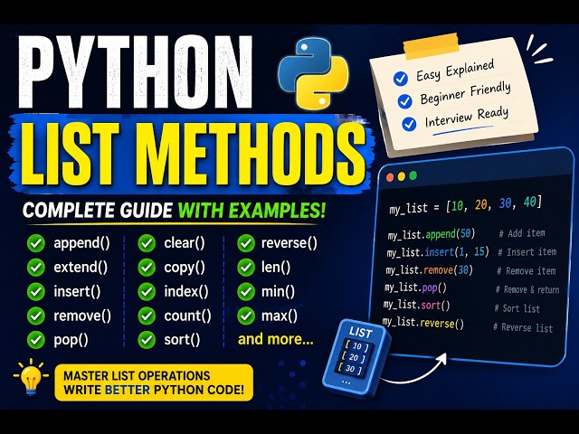 Python list methods sort(), reverse() append(), and many more. Also memory map of list object