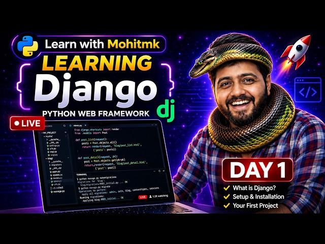 Django Full Course Day 1 🚀 | Python Web Framework for Beginners | Live Project Start💻 (Live)