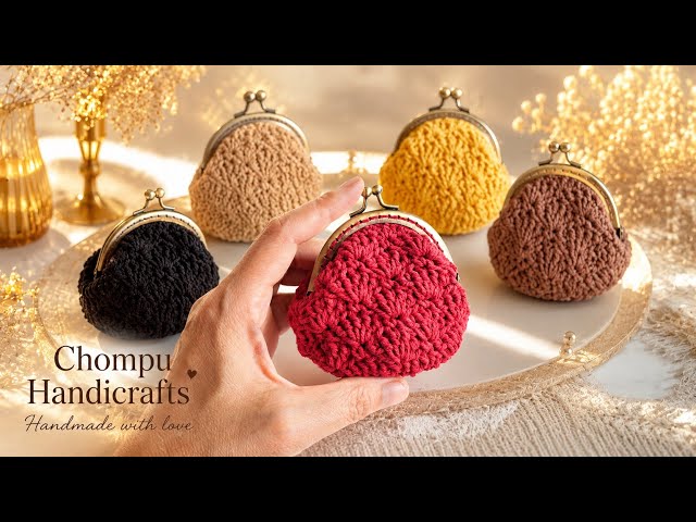 Crochet Click Clack Coin Purse 💘 Shell Stitch Purse Crochet Tutorial 💕 Crochet Gift Ideas 🎁💕