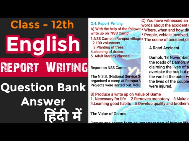 REPORT WRITING Solution 12th Class General English | Solution of Question Bank