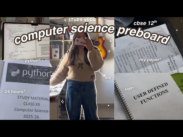 CS PREBOARD PREP VLOG *CBSE 12th* PRODUCTIVE| python, mysql & file manipulation | study with me 📚