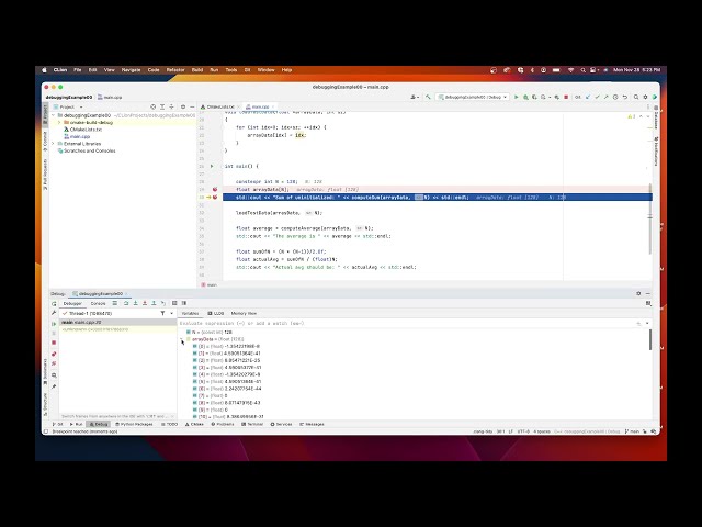 Using the Debugger with CLion (macos)