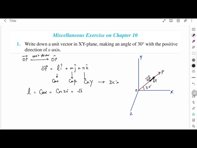 Chapter 10 Vector Algebra Ncert Solution q.no.1 | Miscellaneous Exercise Class 12 Maths