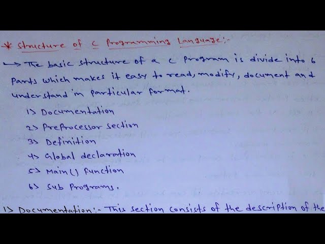 structure of the c programming language