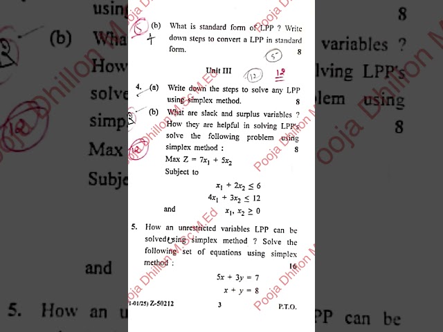 CRSU M.Sc 2nd sem Linear programming mathematics examination 2022