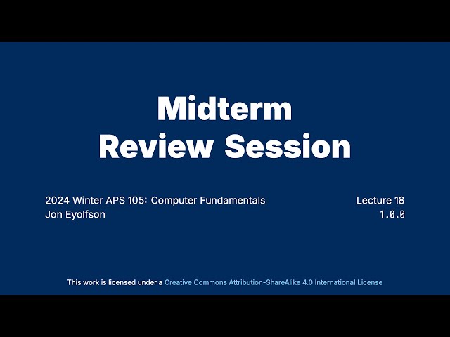 "Midterm Review Session" Introductory C Programming for ECE at University of Toronto