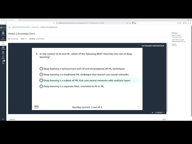 Module 2 Knowledge Check | Introducing AI | AWS Academy Generative AI Foundations