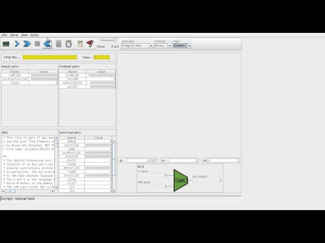 Simulation and testing of my Central Processing Unit (CPU) HDL implementation