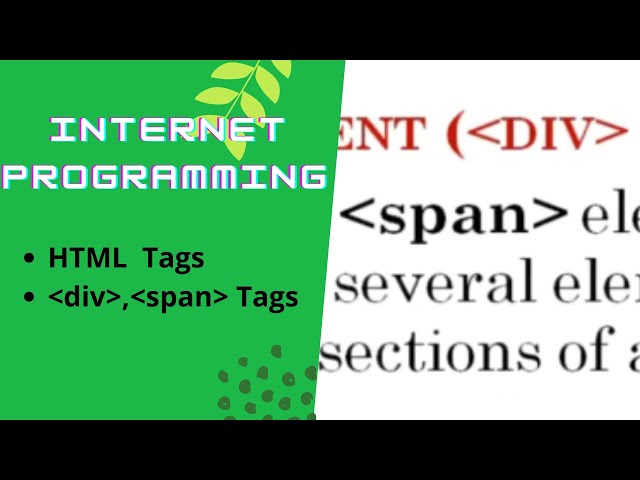 Internet Programming|Anna University Syllabus|HTML formatting tags|HTML tags in Tamil|span div tags
