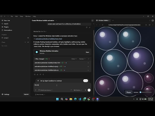 Trying my old javascript animation with ai |chat gpt 5.5| chat gpt codex|without vs code  malayalam