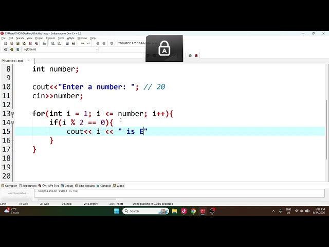C++ — For Loop User Input