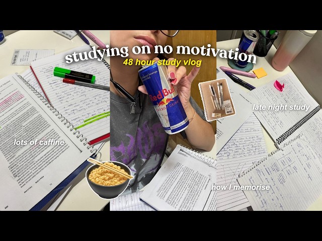 realistic exam study vlog 📒ᝰ late night studying, how I'm cramming, struggling with procrastination