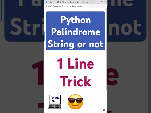 Is Your Name a Palindrome? Try This! 😱 #python #coding #shorts #telugu