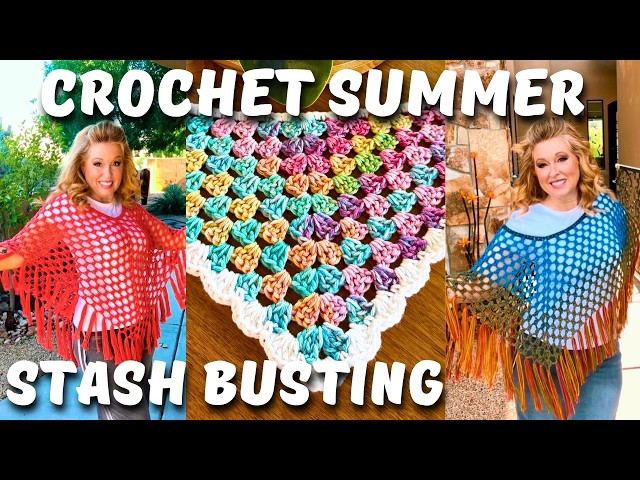 crochet summer vlog, new projects, pattern and tutorial, packing your Etsy orders, summer ponchos