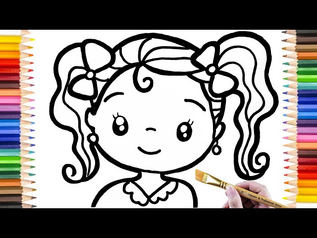 How to Draw a Girl, Drawing, Coloring, Painting Girl Face, Flower Handbag, Bow High Heels Easy