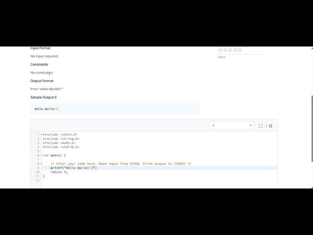 HackerRank Hello World in C language, Hackerrank problems, solution and explanation, CodeCrunch Day1