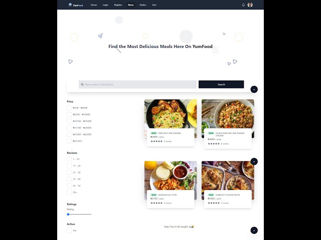 YumFood -  ECommerce website built with MERN stack, TDD and Tailwind