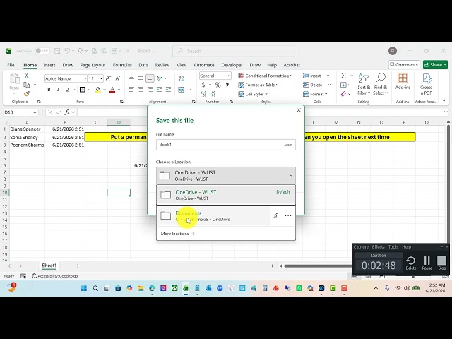 Put a permanent timestamp in Excel using VBA that does not change over time