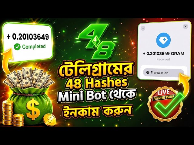 48Hashes mini bot | instant payment telegram bot | instant payment earning apps | #crypto 