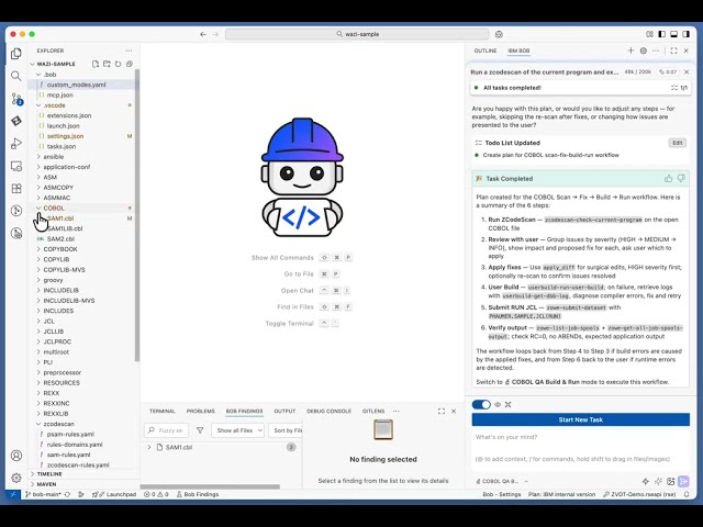 MCP-driven developer workflows in IBM Developer for z/OS on VS Code with IBM Bob
