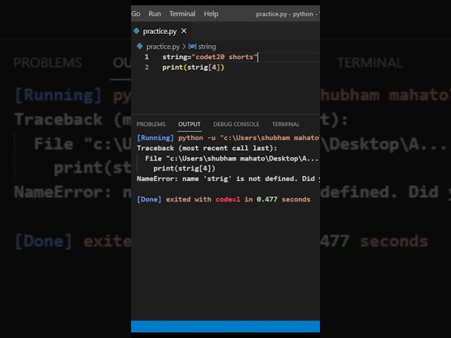 HOW PRINT INDEX OF A STRING #python #python3 #learnpython #coding