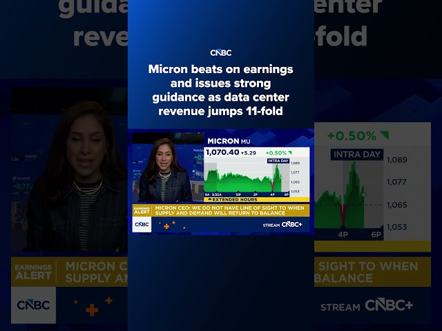 Micron beats on earnings and issues strong guidance as data center revenue jumps 11-fold