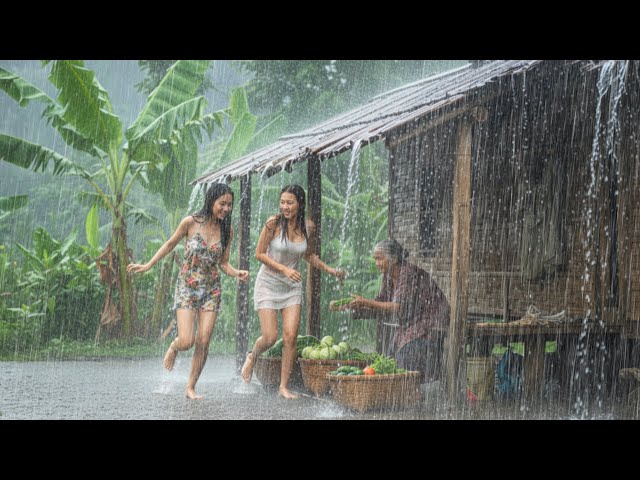 CAN YOU HANDLE THIS? ⛈️ Heavy rain and strong winds in rural Indonesia | Rain Cure insomnia