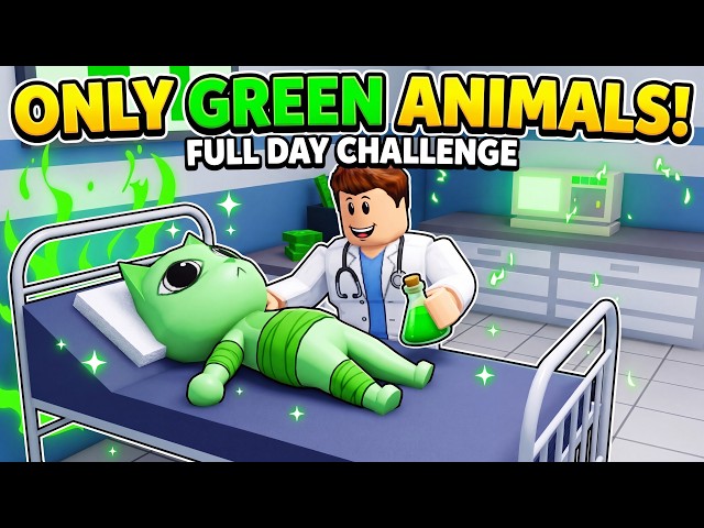 I Tried Treating Only Green Animals In Roblox Animal Hospital For A Full Day