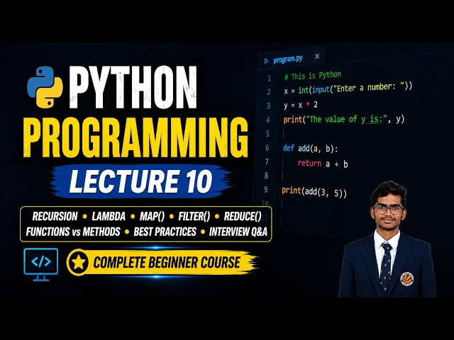 Python Programming Full Course  | Lecture 10 | Functions in Python | Complete Beginner Course)
