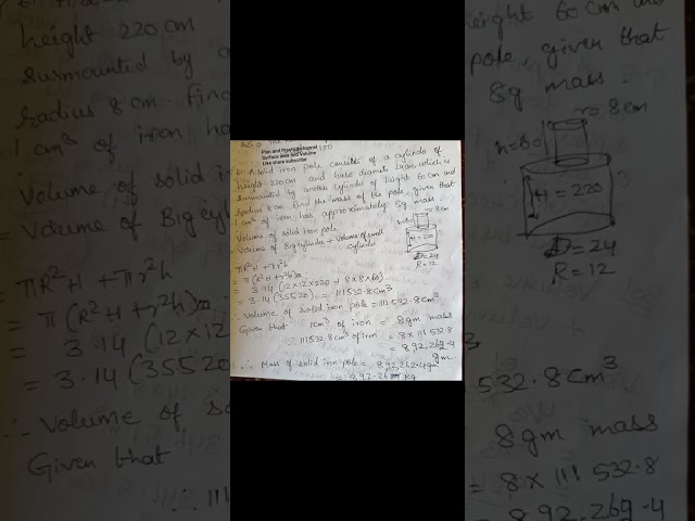 Class 10 CBSE Surface area and volume Question 6 Ex 12.2 Description👇chapter 12