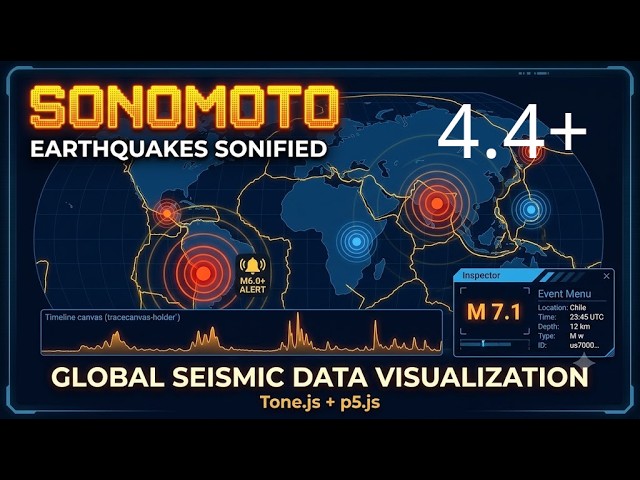 SONOMOTO: Earthquakes Sonified | Seismic Data Visualization & Sonification (4.4 or greater)