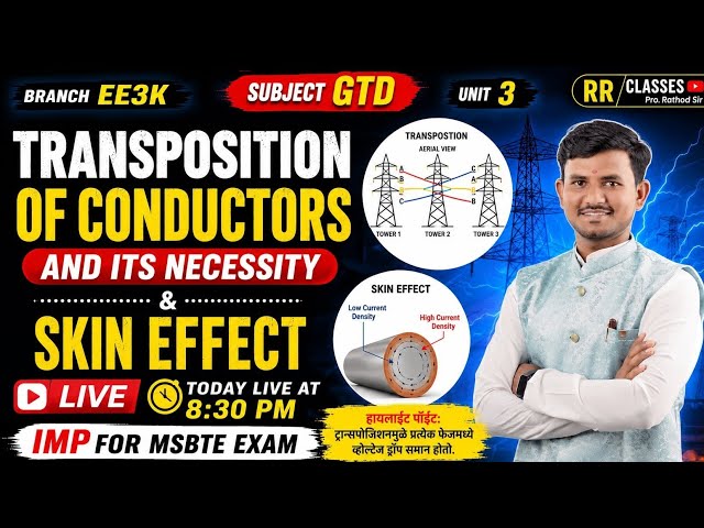 TRANSPOSITION OF CONDUCTORS & SKIN EFFECT | GTD Unit 3 | EE3K | LIVE 8:30 PM | MSBTE EXAM