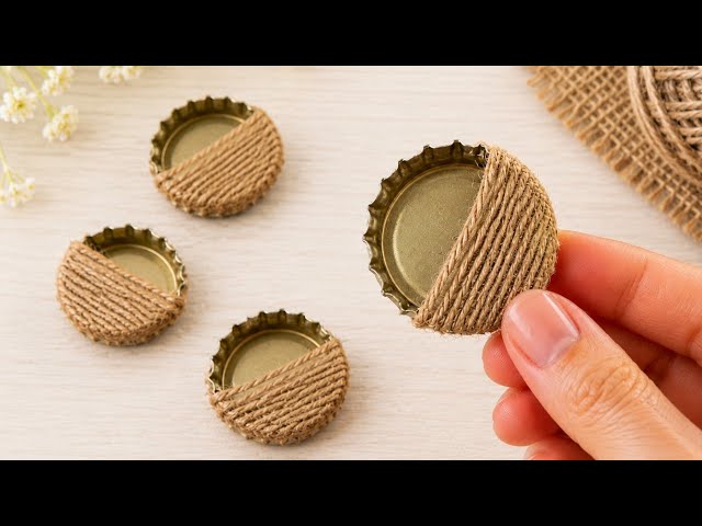 3 DIY Home Decor Ideas with Bottle Caps & Jute Rope