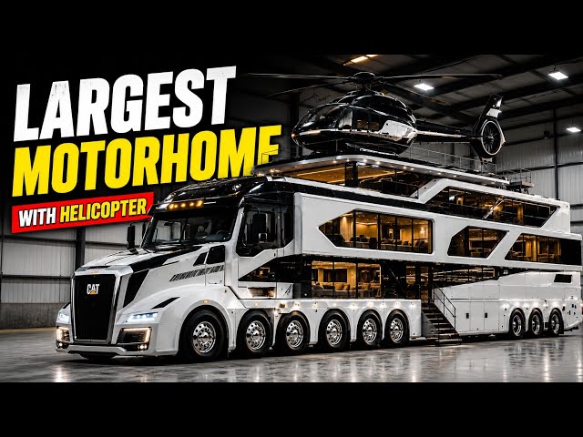 CAT Titan SkyHauler X1 – The Ultimate Luxury Mansion on Wheels With a Helipad || USA Motorhome