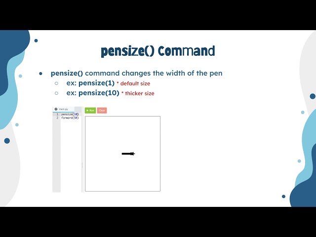 Python Turtle Concepts - pensize() Command