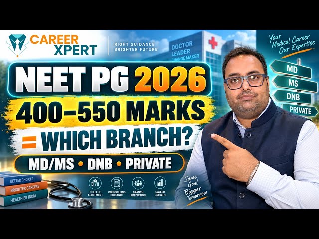 NEET PG 2026: 400–500 Marks = Which Branch? Expected Rank, MD/MS/DNB & College Chances #neetpg2026