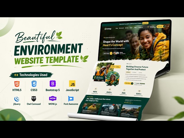 Modern Environment Website Template 🌿 | HTML5, CSS3 & Bootstrap Website Design 2026