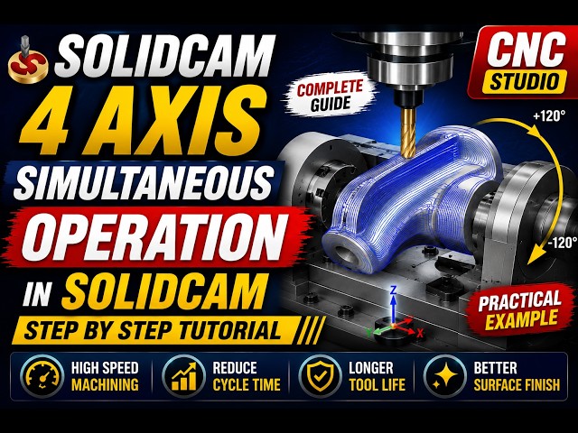 58_SolidCAM 4 Axis Simultaneous Operation | Complete Step-by-Step Tutorial